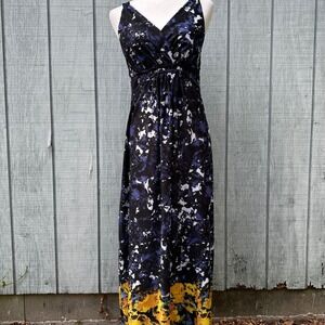 Metaphor Petite Maxi Dress Abstract Print‎ Bohemian Sleeveless Casual Blue Sz MP